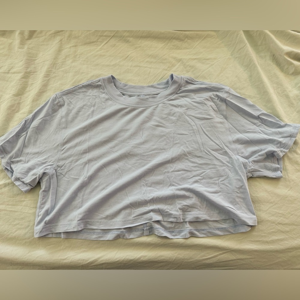 Lululemon all yours cropped tee in pastel blue - size 4